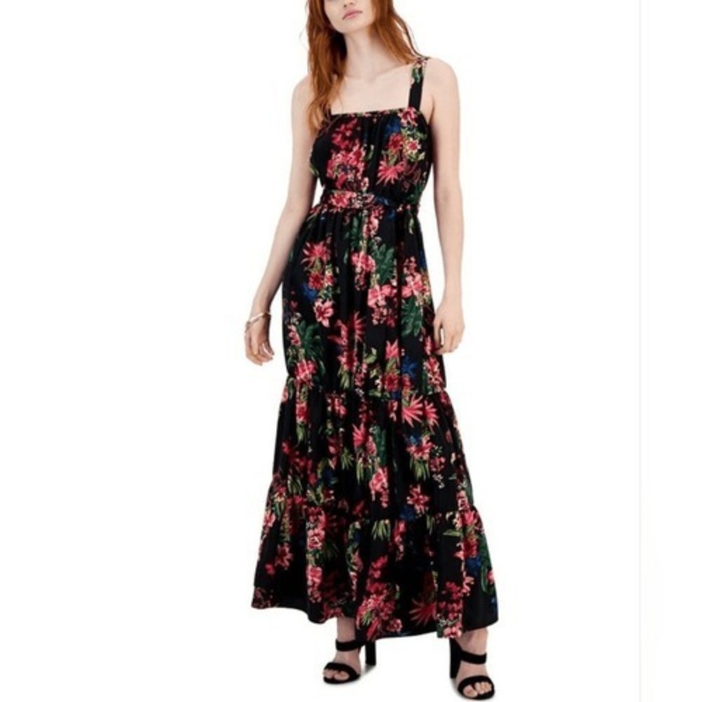 Inc International Concepts Women's Floral Tie Waist Maxi Dress Size PM